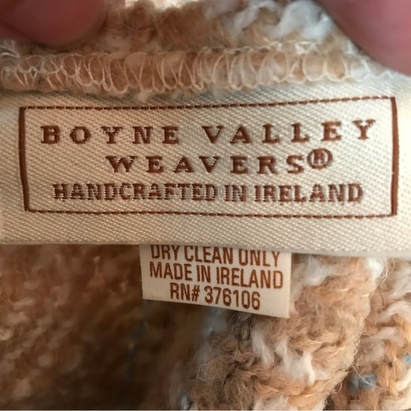 Boyne Valley Weavers Wool Alpaca Blend Beige Poncho Handcrafted in Ireland OS - Picture 4 of 4
